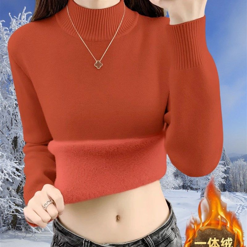冬装加绒加厚毛衣女士一体绒大码内搭套头保暖特厚打底针织衫上衣,淘宝优惠券,粉丝福利购,淘宝优惠卷