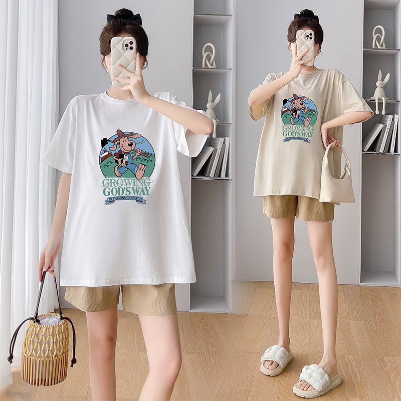 大码孕妇装夏季套装短袖t恤上衣宽松休闲中长款百搭时尚短裤200斤,淘宝优惠券,粉丝福利购,淘宝优惠卷