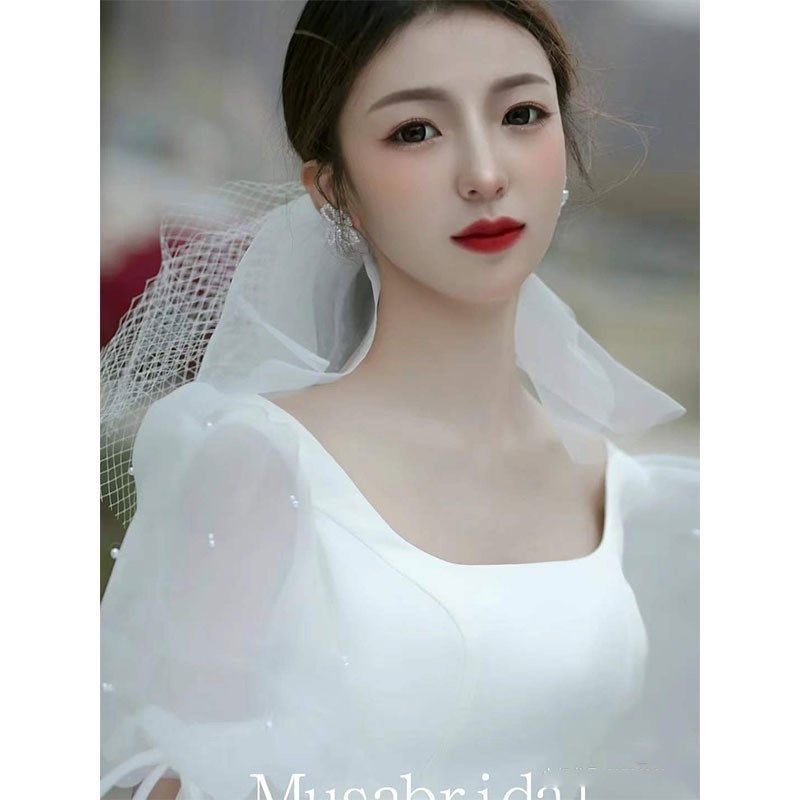 大码轻婚纱2024新款胖MM新娘200斤缎面旅拍出门纱登记领证小拖尾,淘宝优惠券,粉丝福利购,淘宝优惠卷