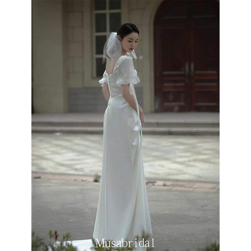 大码轻婚纱2024新款胖MM新娘200斤缎面旅拍出门纱登记领证小拖尾,淘宝优惠券,粉丝福利购,淘宝优惠卷