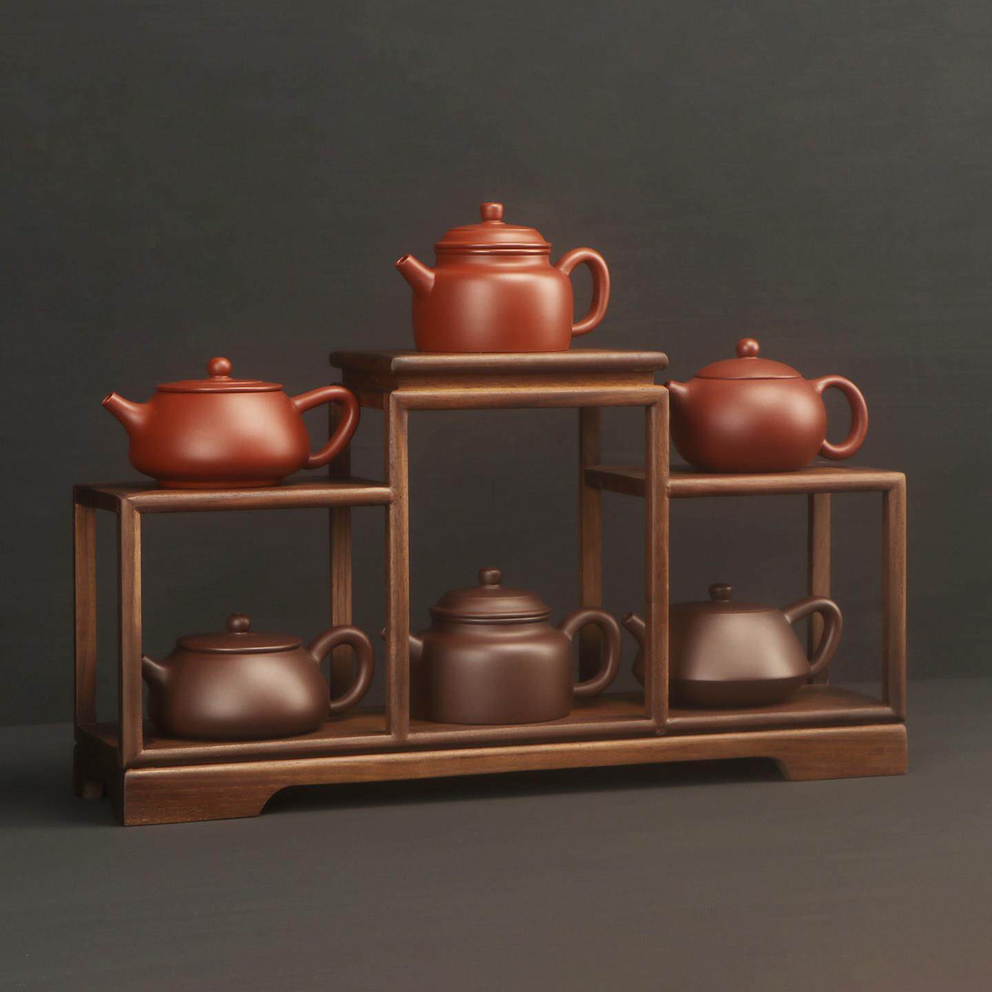 Tea cup rack, tea set rack, black walnut wooden rack, small desktop solid wood teapot storage display rack