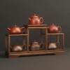 Tea cup rack, tea set rack, black walnut wooden rack, small desktop solid wood teapot storage display rack