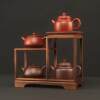 Tea cup rack, tea set rack, black walnut wooden rack, small desktop solid wood teapot storage display rack