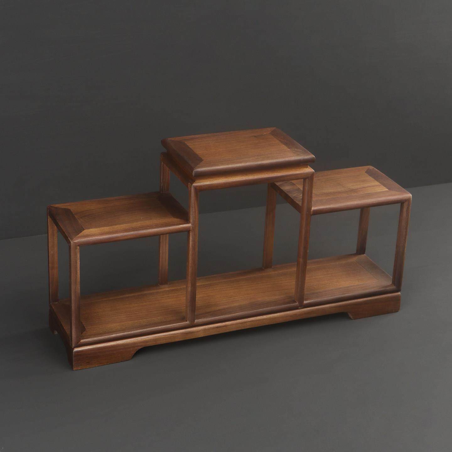 Tea cup rack, tea set rack, black walnut wooden rack, small desktop solid wood teapot storage display rack