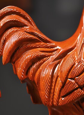 花梨木雕鸡十二生肖鸡摆件实木家居客厅电视柜装饰工艺品乔迁送礼