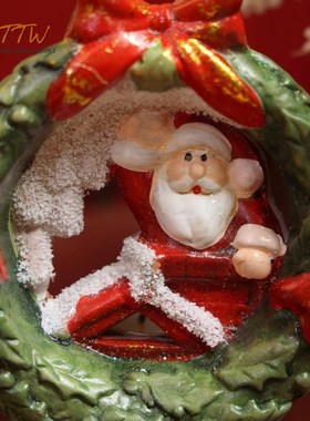 圣诞老人陶瓷桌面工艺品节日氛围香薰烛台家居新年浪漫摆件礼物