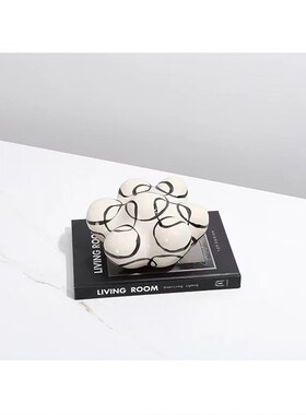 现代简约卧室床头柜饰品裂纹陶瓷釉面手绘云朵摆件家居客厅装饰