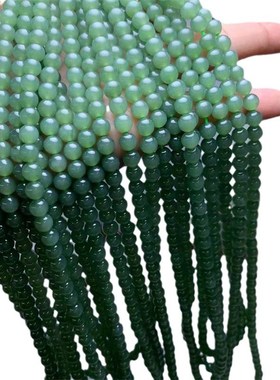 俄料和田碧玉整体干净颜色均匀天然手串男女款手链男女款手串饰品