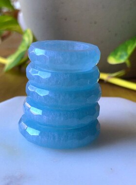 树脂戒指 蓝色 纯粹 金属  可堆叠