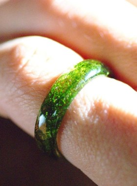 真苔藓戒指自然戒指树脂绿苔戒指玻璃容器首饰