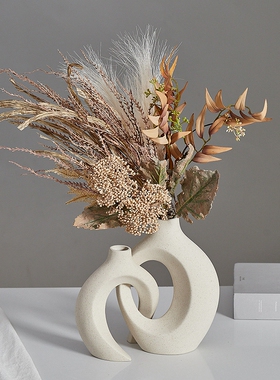 现代简约创意陶瓷花瓶摆件客厅玄关电视柜摆设干花套装家居装饰品