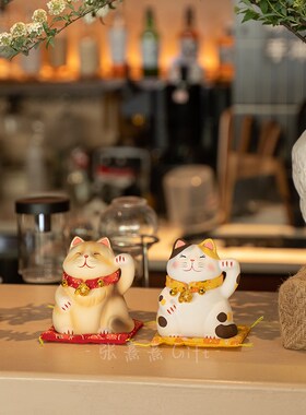 日式陶瓷招财猫店铺开业礼品乔迁玄关装饰收银台可爱猫咪摆件