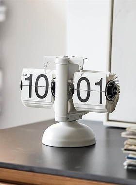 翻页钟客厅座钟表复古客厅摆件座钟机械时钟摆钟家装个性台钟