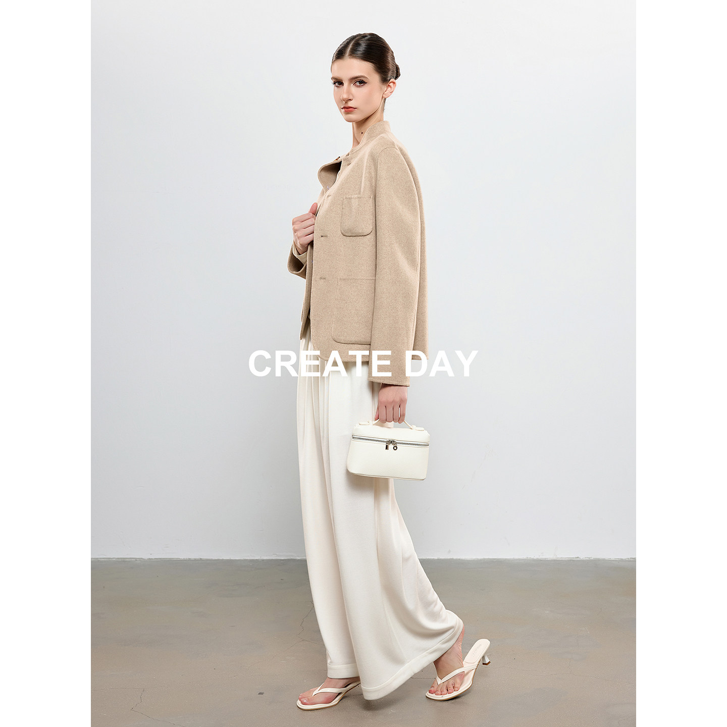 CREATE DAY LP家 20%桑蚕丝新中式夹克女秋冬绵羊毛短款毛呢外套,淘宝优惠券,粉丝福利购,淘宝优惠卷