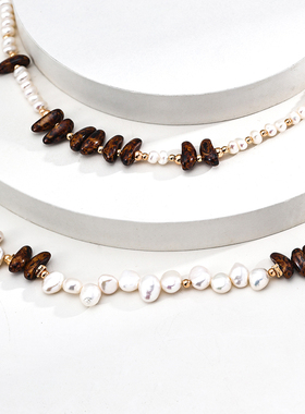 S925银天然珍珠捷克琉璃项链