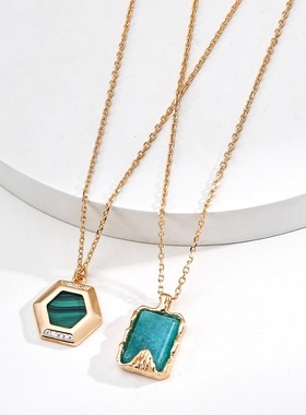 S925银简约天河石吊坠项链