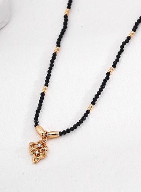 纯银黑水晶项链