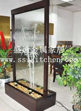 水幕墙 流水喷泉 现代中式客厅隔断屏风摆件  风水帘 加湿器 玄关