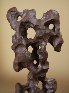 手工雕刻陶瓷假h山石摆件陶瓷太湖石带底座茶桌书房中式装饰摆件