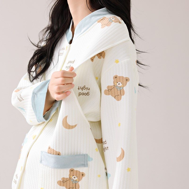 秋冬季加厚保暖空气棉月子服喂奶孕妇哺乳睡衣产妇大码长袖春秋款,淘宝优惠券,粉丝福利购,淘宝优惠卷