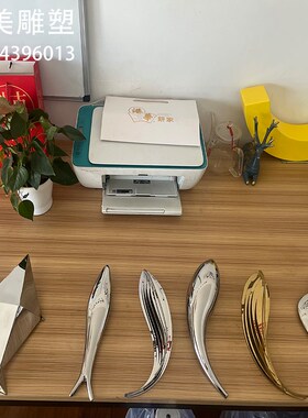 不锈钢镜面雕塑别墅景墙园林水景抽象鱼群摆件定制大型饰品
