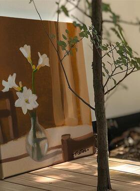 布纸有爱 旧日盛放 中古风客厅花卉装饰画小众竖版挂画卧室床头画
