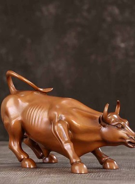 纯紫铜招财牛华尔街牛摆件 旺市牛 客厅办公室开业礼品