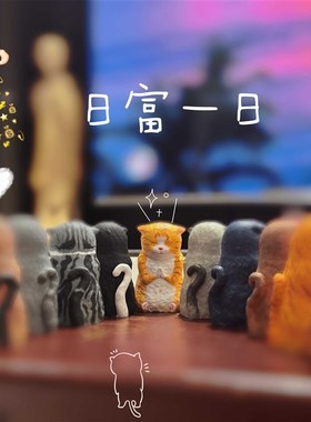 猫咪定制新家的100个快递祝福猫摆件阿弥陀喵石膏装饰猫咪合掌