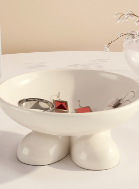 奶油风创意入户进门口玄关钥匙收纳摆件客厅装饰品首饰托盘置物架