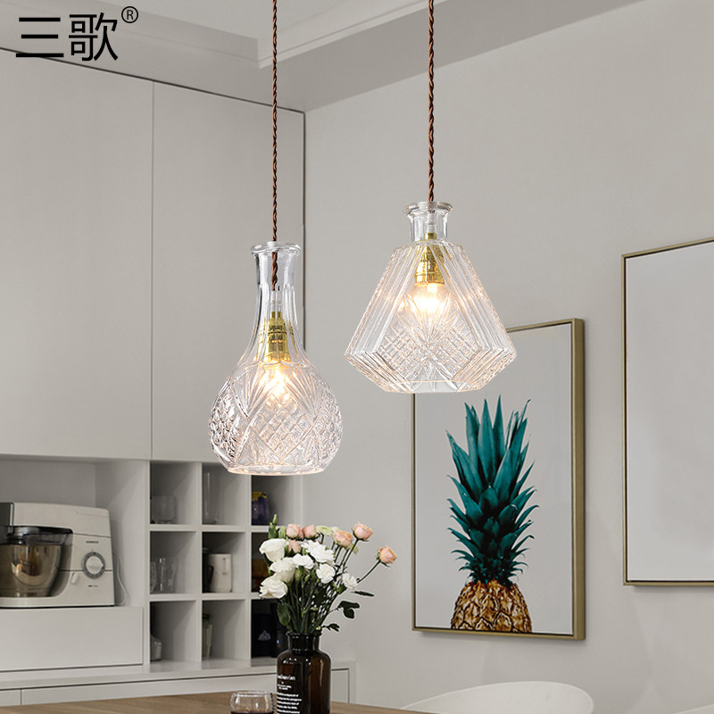 酒瓶吊灯复古创意个性玻璃咖啡厅吧台酒吧北欧餐桌餐厅灯三头吊线,淘宝优惠券,粉丝福利购,淘宝优惠卷