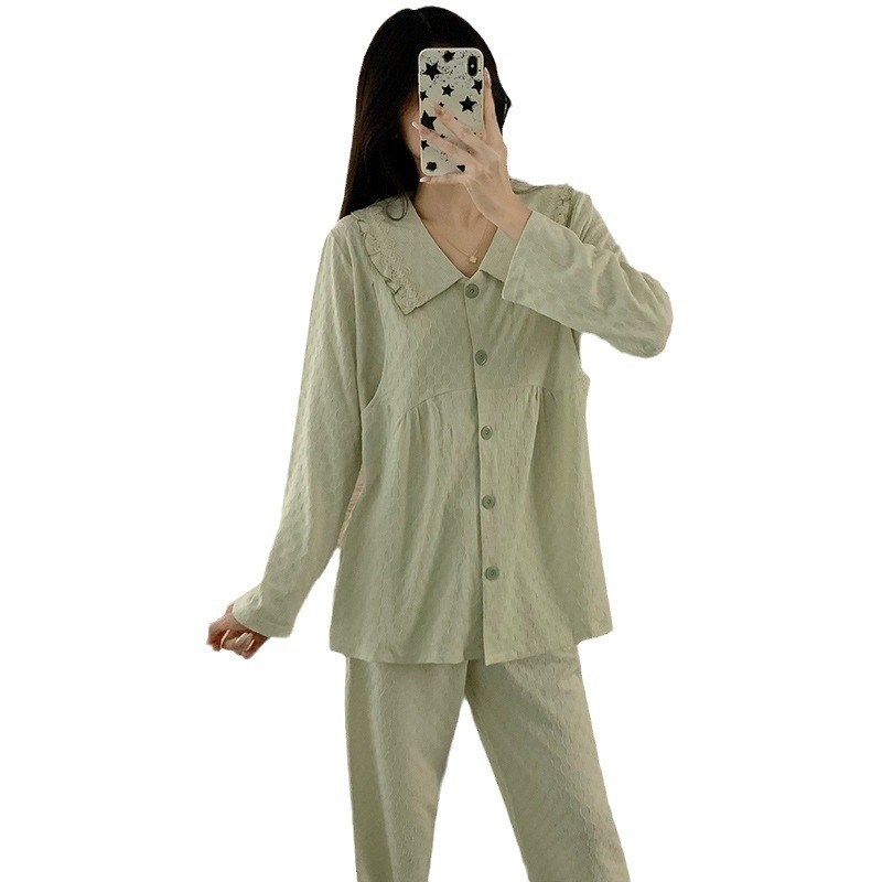 月子服纯78月份棉孕妇睡衣夏季薄款产后怀孕期产S妇哺乳家居服套 - 图2