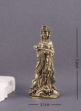 纯黄铜妈祖海神娘娘桌面摆件
