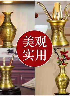 纯铜百福花瓶多种用途家居办公室客厅装饰摆件Q开业礼品全铜工艺