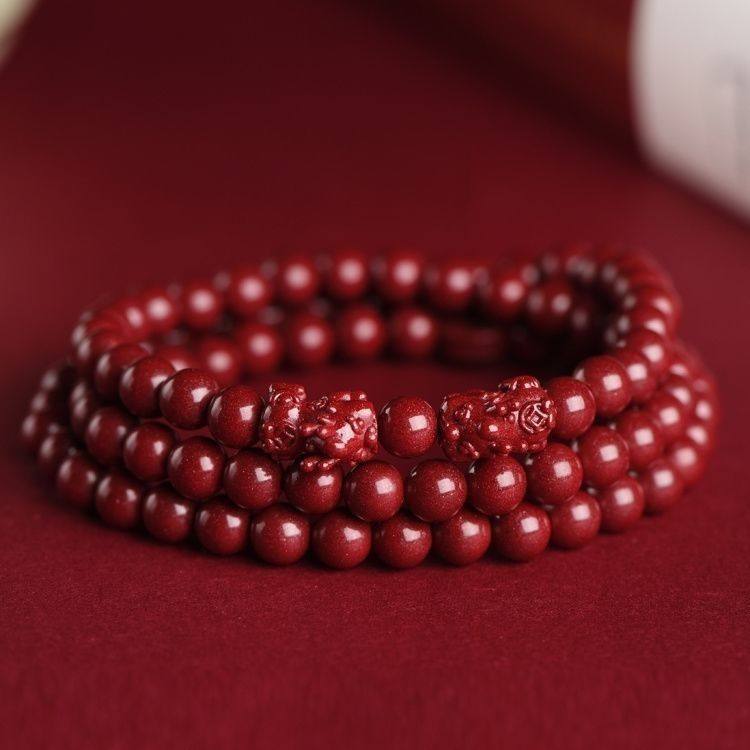 天然朱砂双貔貅108颗佛珠手錬男女款本命年转运多圈红绳手串饰品,淘宝优惠券,粉丝福利购,淘宝优惠卷