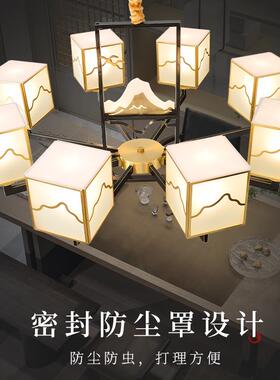 新中式复式楼客厅大吊灯全铜挑高跃层别墅大堂楼中楼梯灯全屋套餐