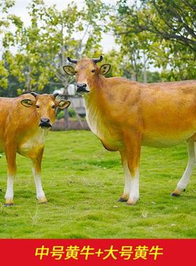 仿真安格斯黑牛模型大型玻璃钢牛雕塑餐厅牧场装饰西门塔尔牛摆件
