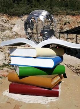 不锈钢书本卷轴雕塑定制仿真校园文化竹简景观学校书籍雕像摆件