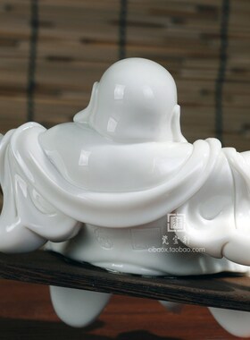 秋千弥勒陶瓷不倒翁弥勒笑佛摆件 德化白瓷 客厅装饰工艺品