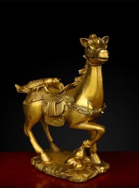 纯铜马上蝇马上赢黄铜摆件室内家用马踏元宝聚财纳福招财摆放用品