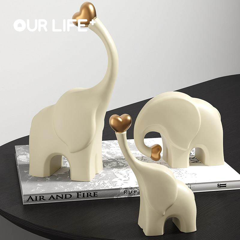 一家三口大象摆饰相亲相爱客厅现代简约陶瓷玄关酒柜家居装饰品,淘宝优惠券,粉丝福利购,淘宝优惠卷