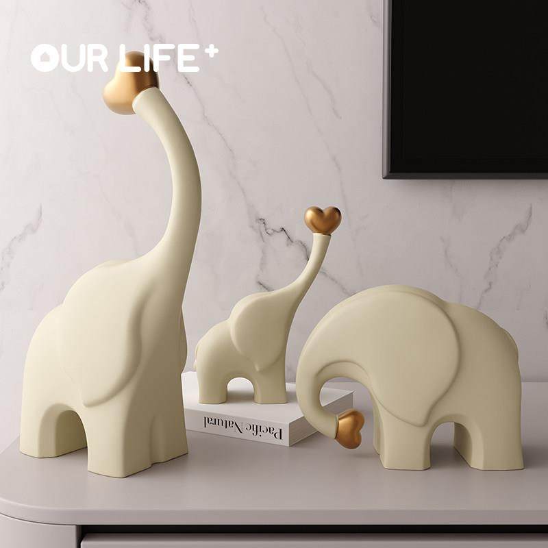 一家三口大象摆饰相亲相爱客厅现代简约陶瓷玄关酒柜家居装饰品,淘宝优惠券,粉丝福利购,淘宝优惠卷