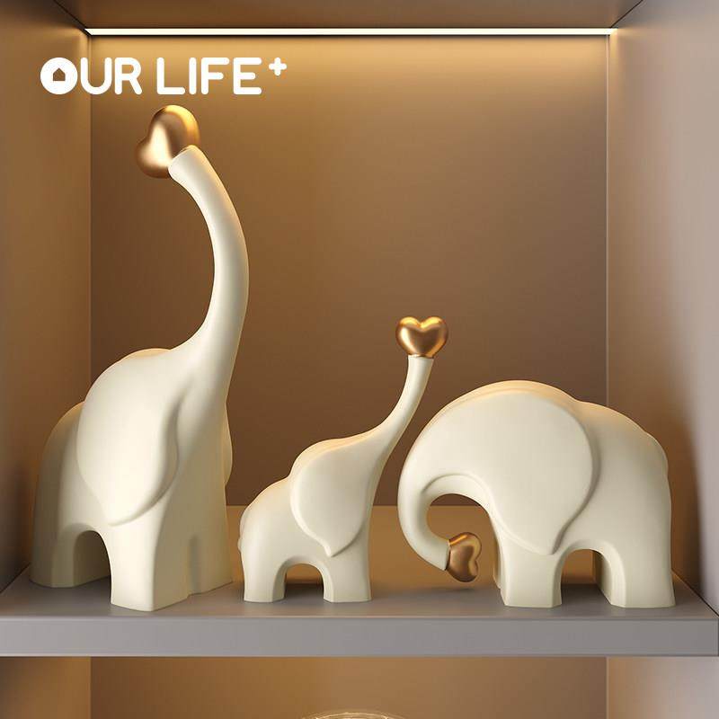 一家三口大象摆饰相亲相爱客厅现代简约陶瓷玄关酒柜家居装饰品,淘宝优惠券,粉丝福利购,淘宝优惠卷