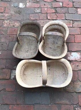 民俗怀旧老物件元宝提篮纯手工柳编提篮民宿覆古装饰收藏道具