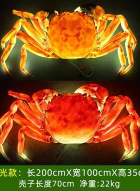 发光龙虾模型海鲜馆餐厅烧烤门头广告灯玻璃钢箱仿真螃蟹装饰雕塑