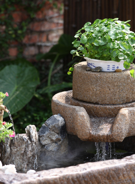 中式庭院假山流水景观喷泉阳台招财鱼池户外花园装饰造景水池摆件