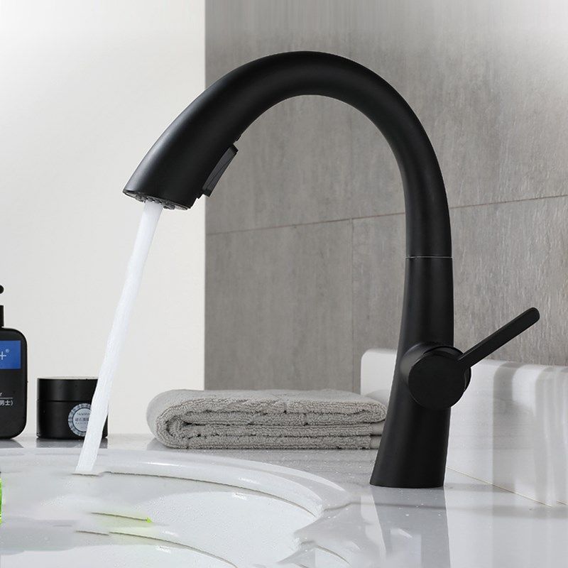 德国黑色冷热水龙头洗手盆卫生间台下盆浴室面盆抽拉枪灰色水龙头,淘宝优惠券,粉丝福利购,淘宝优惠卷