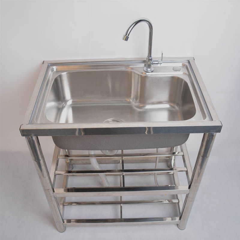 厨房304不锈钢大单槽单盆阳台家用加大加厚一体洗菜盆水池带支架,淘宝优惠券,粉丝福利购,淘宝优惠卷