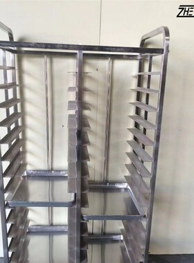 10层面包房台车架 15层18层3B0盘烤盘架 不锈钢方管片状移动车架