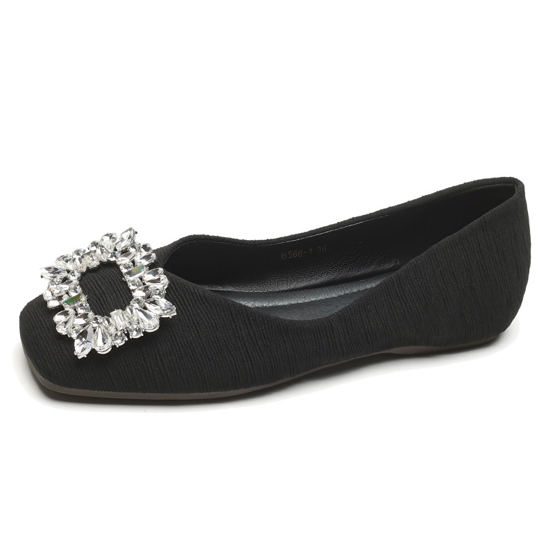 法式水钻平底单鞋女夏2023新款浅口瓢鞋温柔豆豆鞋大码女鞋41一43,淘宝优惠券,粉丝福利购,淘宝优惠卷