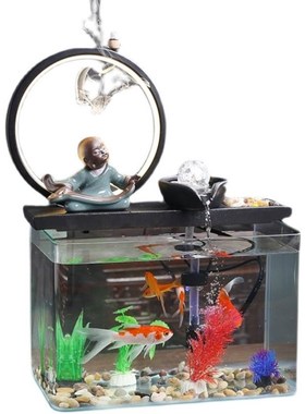 流水摆件鱼缸流水生财景观循环水养鱼招财小鱼缸喷泉桌面流水时来